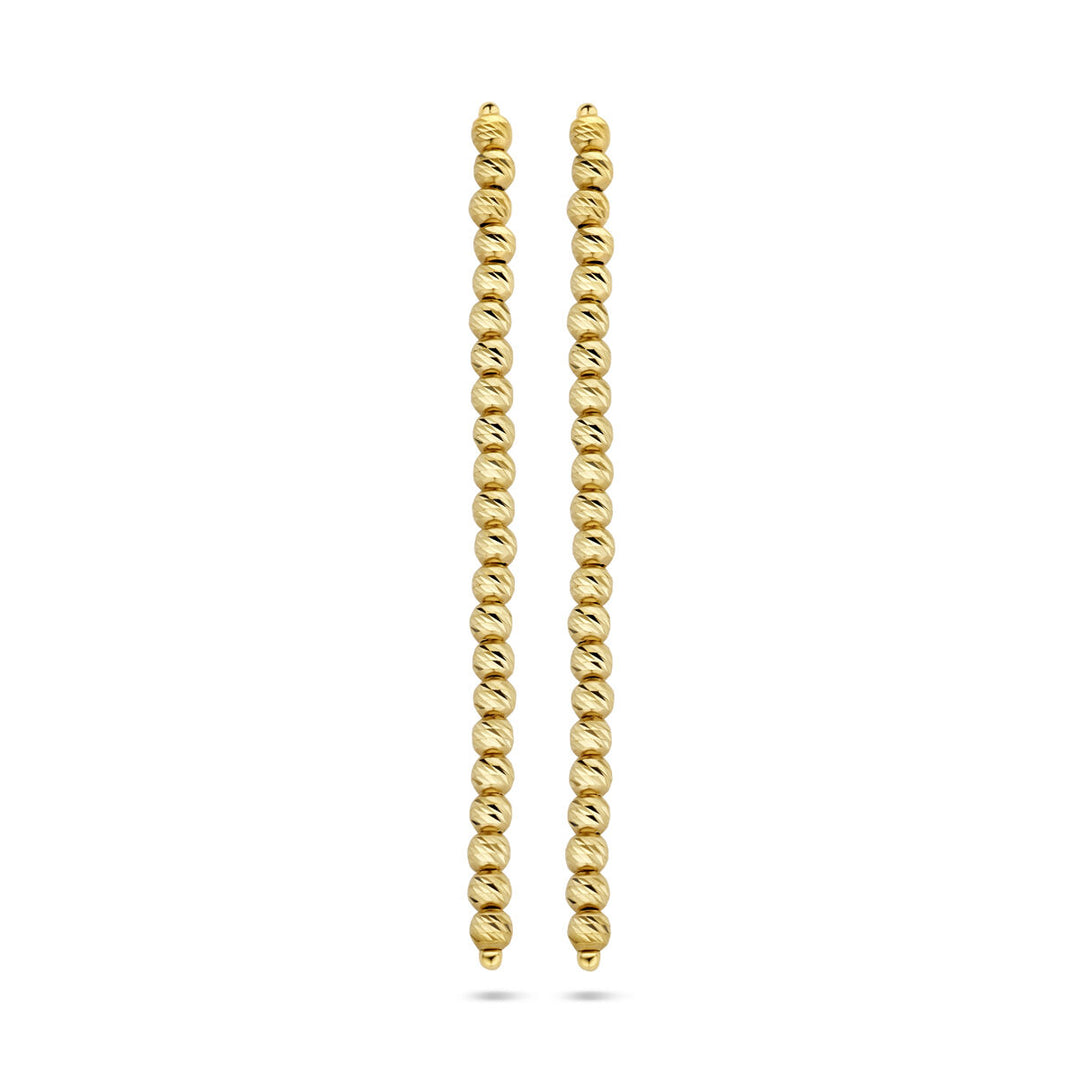 Verfijnde 14k Geelgouden Oorhangers met Bolletjes - 50mm Hoog