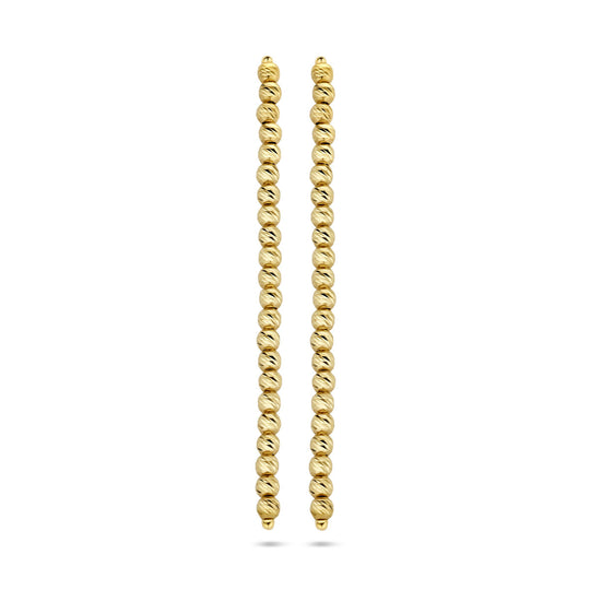 Verfijnde 14k Geelgouden Oorhangers met Bolletjes - 50mm Hoog