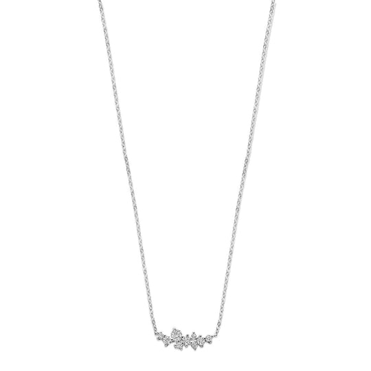 Gerhodineerd 925 Zilveren Collier met Zirkonia - 1.3mm Schakelbreedte | Elegant en Sprankelend Design