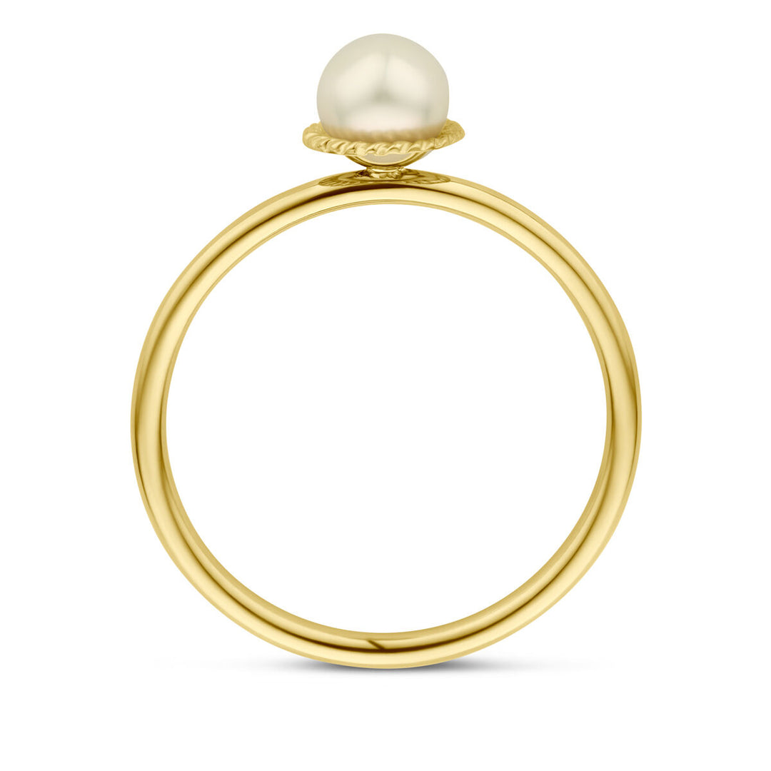 Prachtige 14k Geelgouden Ring met Zoetwaterparel - Breedte 6.5mm
