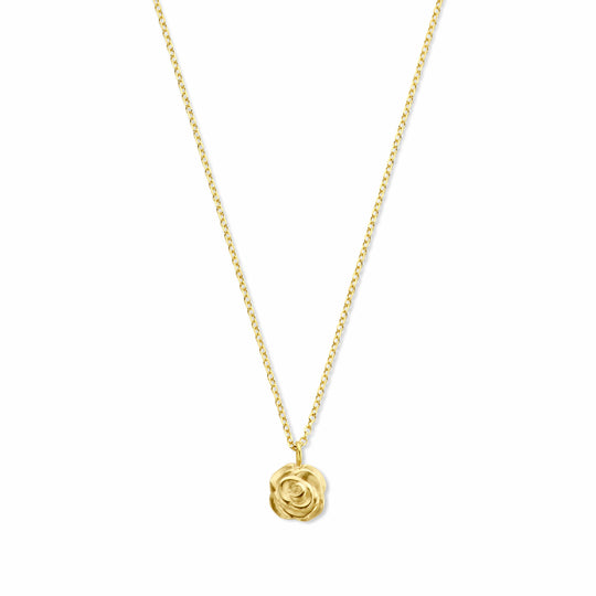 14K Geelgouden Collier met Roos - Verstelbare Lengte van 41-45 cm, 1 mm Schakelbreedte