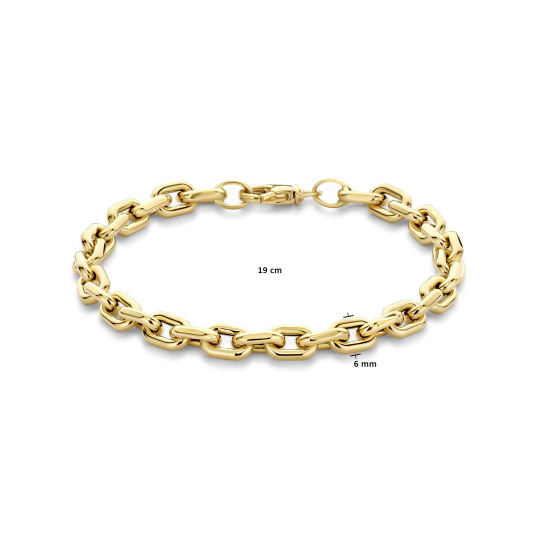 14k Geelgouden Armband met Fantasie Schakels - 19cm Draaglengte en 6mm Schakelbreedte