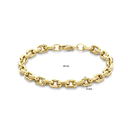 14k Geelgouden Armband met Fantasie Schakels - 19cm Draaglengte en 6mm Schakelbreedte