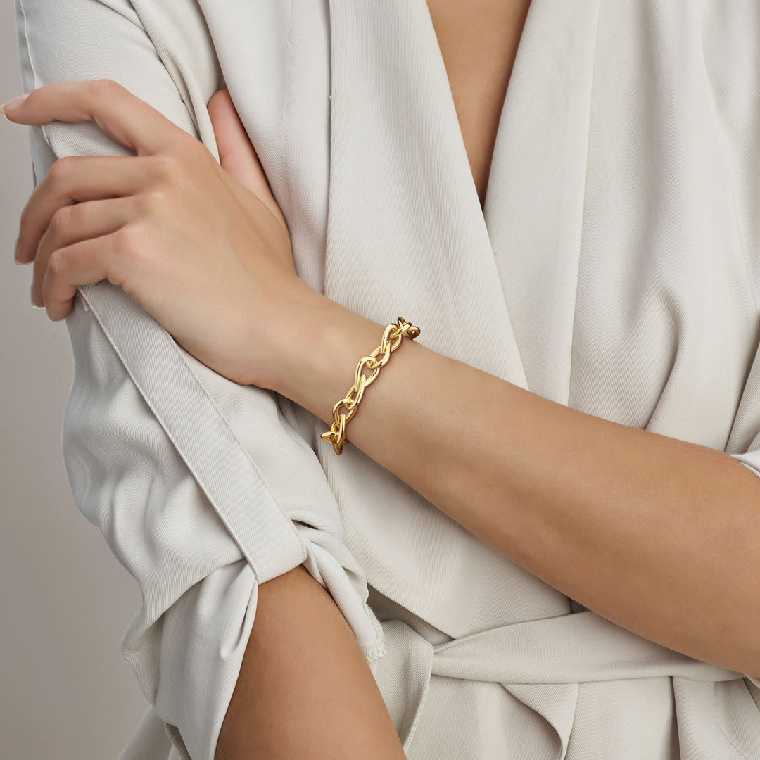 14K Geelgouden Armband – Luxe Gouden Armband 20cm, Schakelbreedte van 12,8 mm