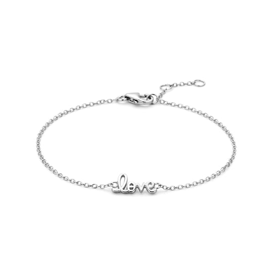 Zilveren Armband met "Love" Tekst – Verstelbare Draaglengtes (16.5-18.5cm)