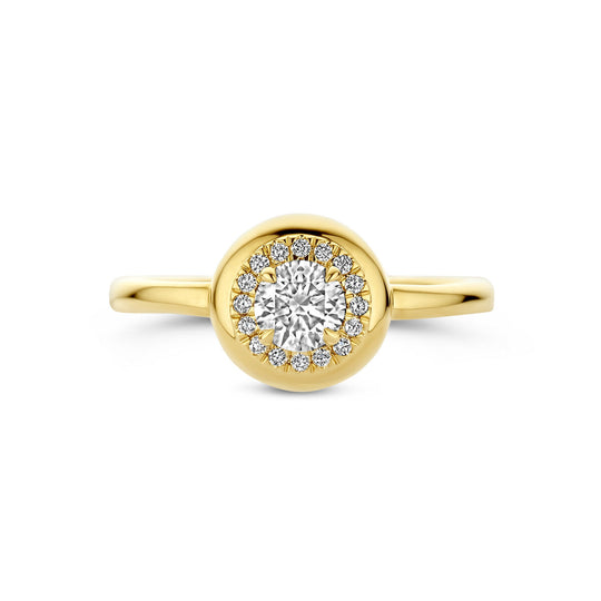 Stijlvolle 14k Geelgouden Ring met Lab Grown Diamant - Breedte 9mm, 0.49ct