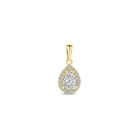14K Geelgouden Hanger met Zirkonia – Stralende Elegantie in Tijdloos Design