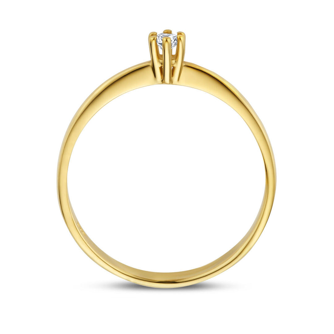 Exclusieve 14K Geelgouden Ring met Diamant – 3.5 mm Breed, 0.05 ct Diamantgewicht