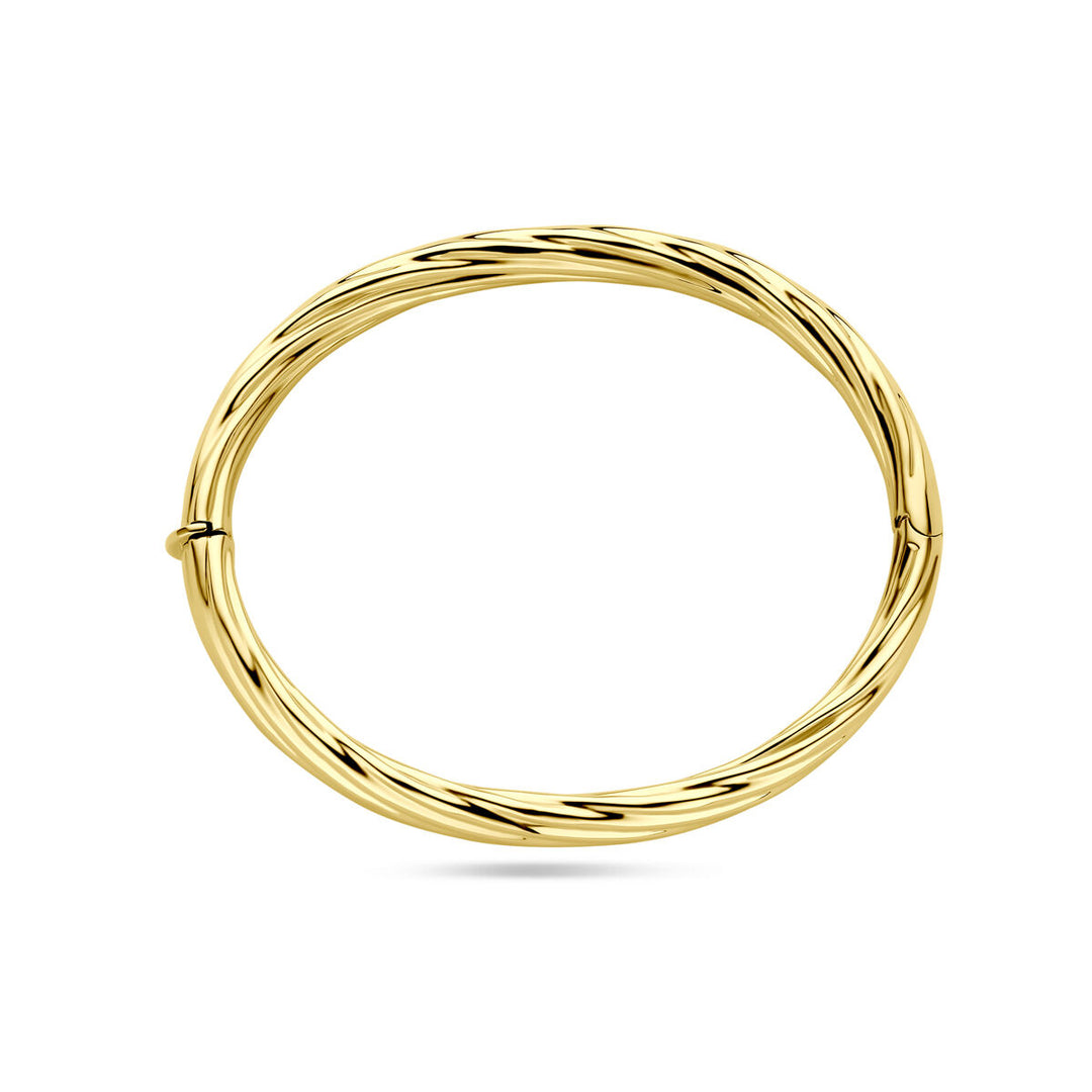 14k Geelgouden Bangle met Scharnier – Tijdloze Elegantie en Comfort