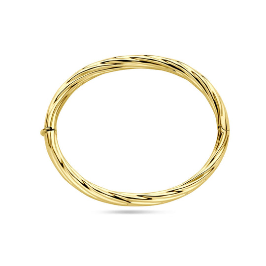 14k Geelgouden Bangle met Scharnier – Tijdloze Elegantie en Comfort