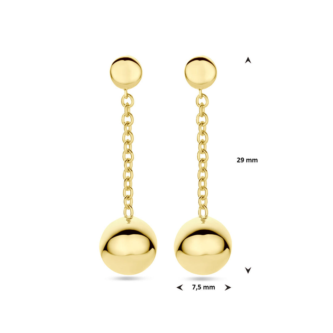 Elegante 14k Geelgouden Oorhangers met Speelse Bolletjes - 29mm Hoog
