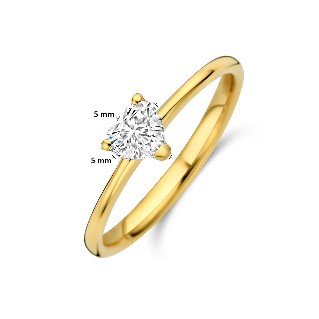 14k Geelgouden Ring met Hartvormige Lab Grown Diamant – 6x6mm