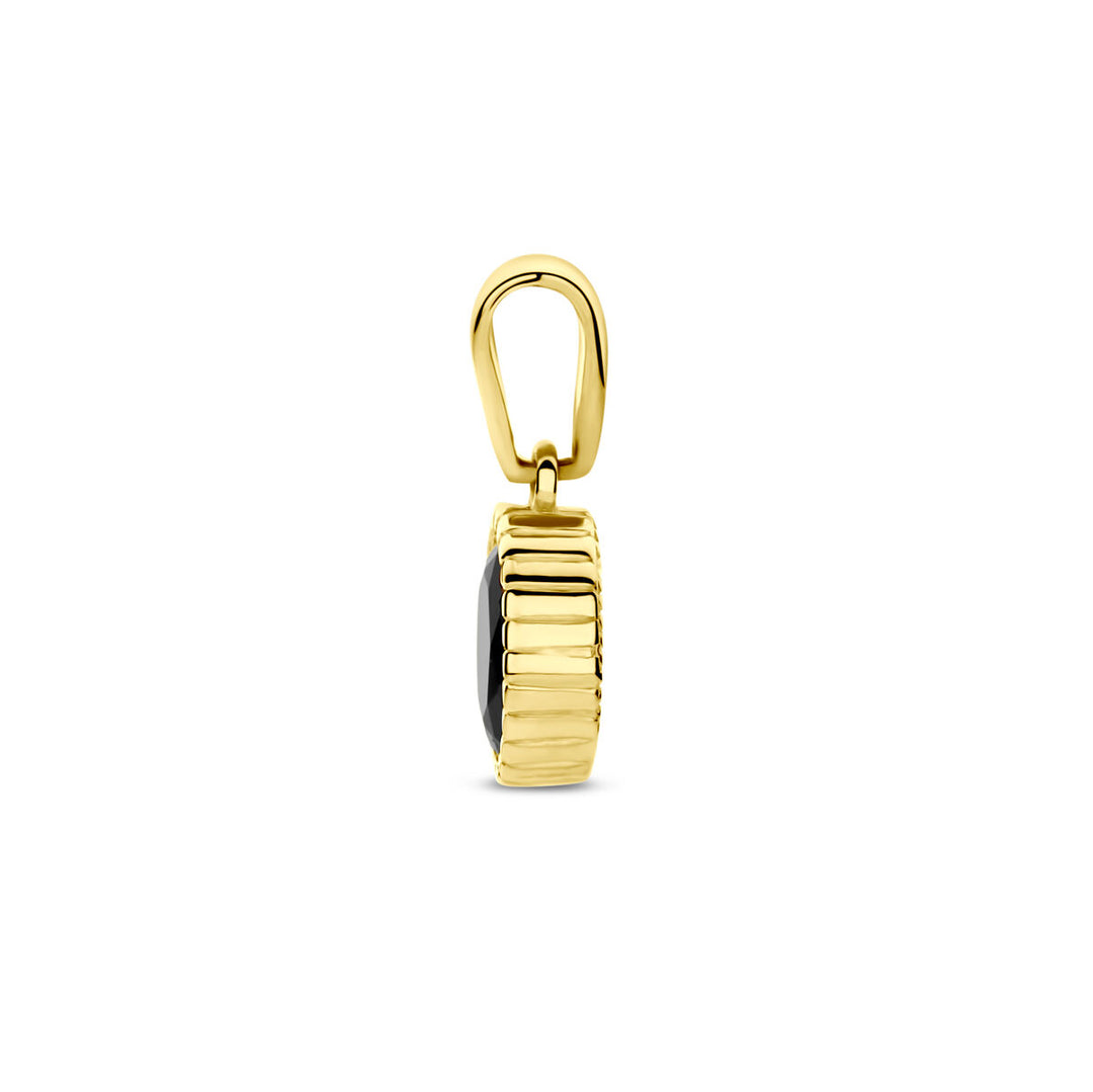 14k Geelgouden Hanger met Zwarte Zirkonia – Een Elegante en Verfijnde Aanwinst