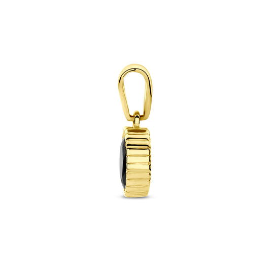 14k Geelgouden Hanger met Zwarte Zirkonia – Een Elegante en Verfijnde Aanwinst