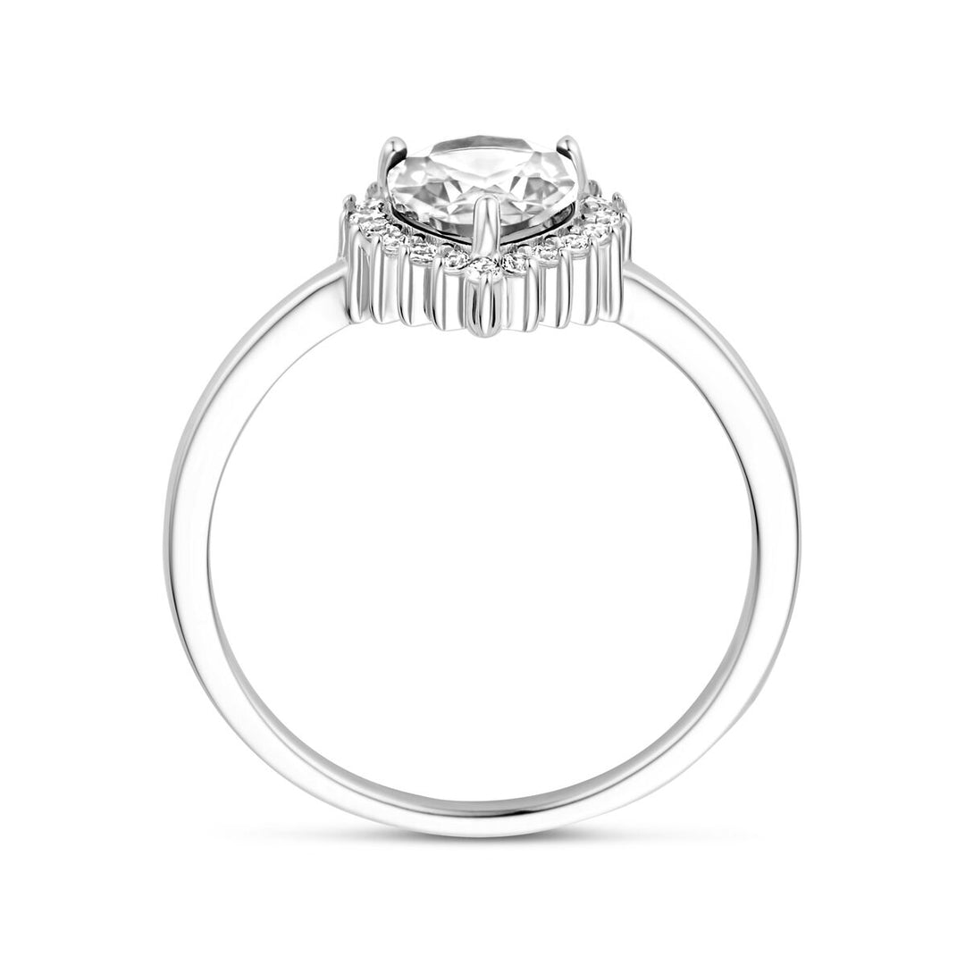 Gerhodineerde 925 Zilveren Ring met Zirkonia - 11,5 x 9,5 mm