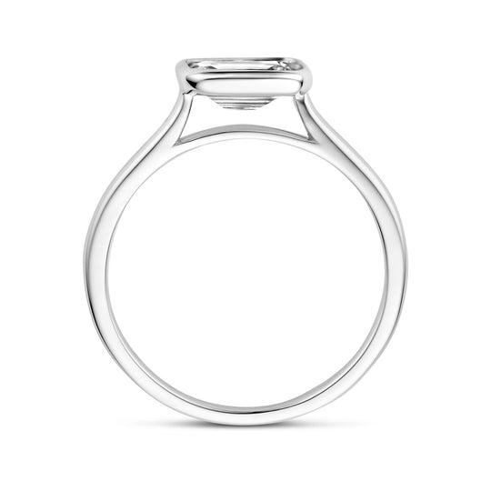 Gerhodineerde 925 Zilveren Ring met Zirkonia - 6 mm Breed