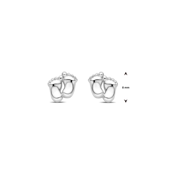 Zilveren Oorknoppen in de Vorm van Baby Voetjes – 8mm Hoog