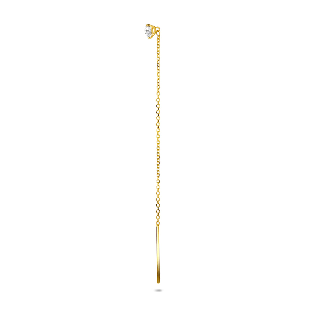 14k Geelgouden Doortrekoorbel met Lab Grown Diamant – 70mm Lengte, 0.15ct
