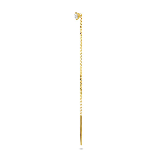 14k Geelgouden Doortrekoorbel met Lab Grown Diamant – 70mm Lengte, 0.15ct
