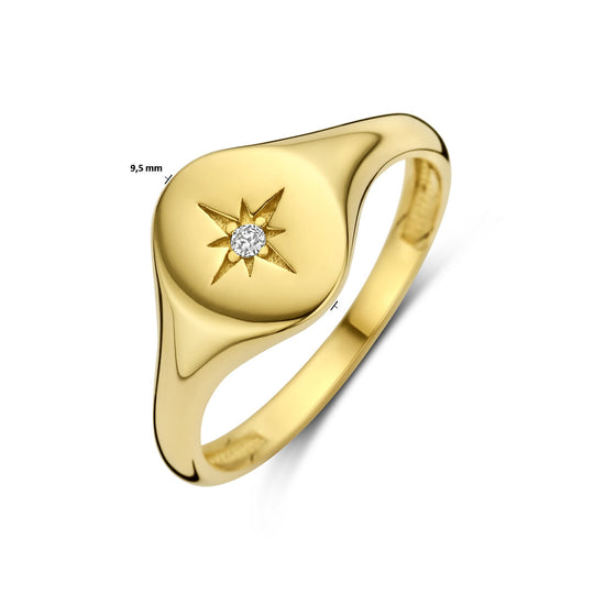 14k Geelgouden Ring met Sprankelende Zirkonia – Luxe en Tijdloze Elegantie