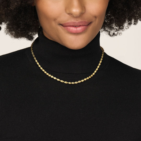 14K Geelgouden Collier met Koffieboon Schakels van 4,2 mm – Elegant en Uniek
