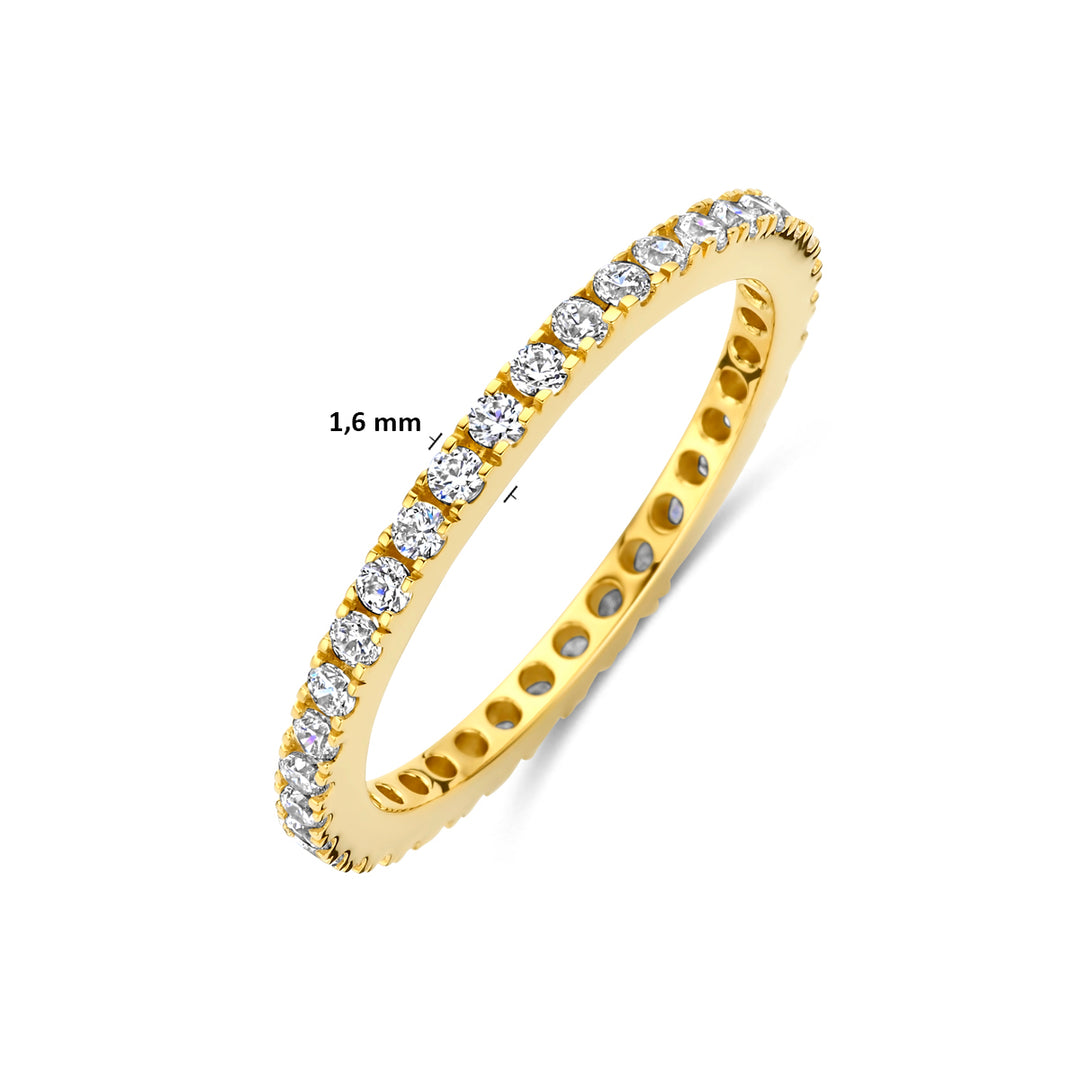 Verguld Geel 925 Zilveren Ring met Zirkonia – 1.6mm Smalle Damesring