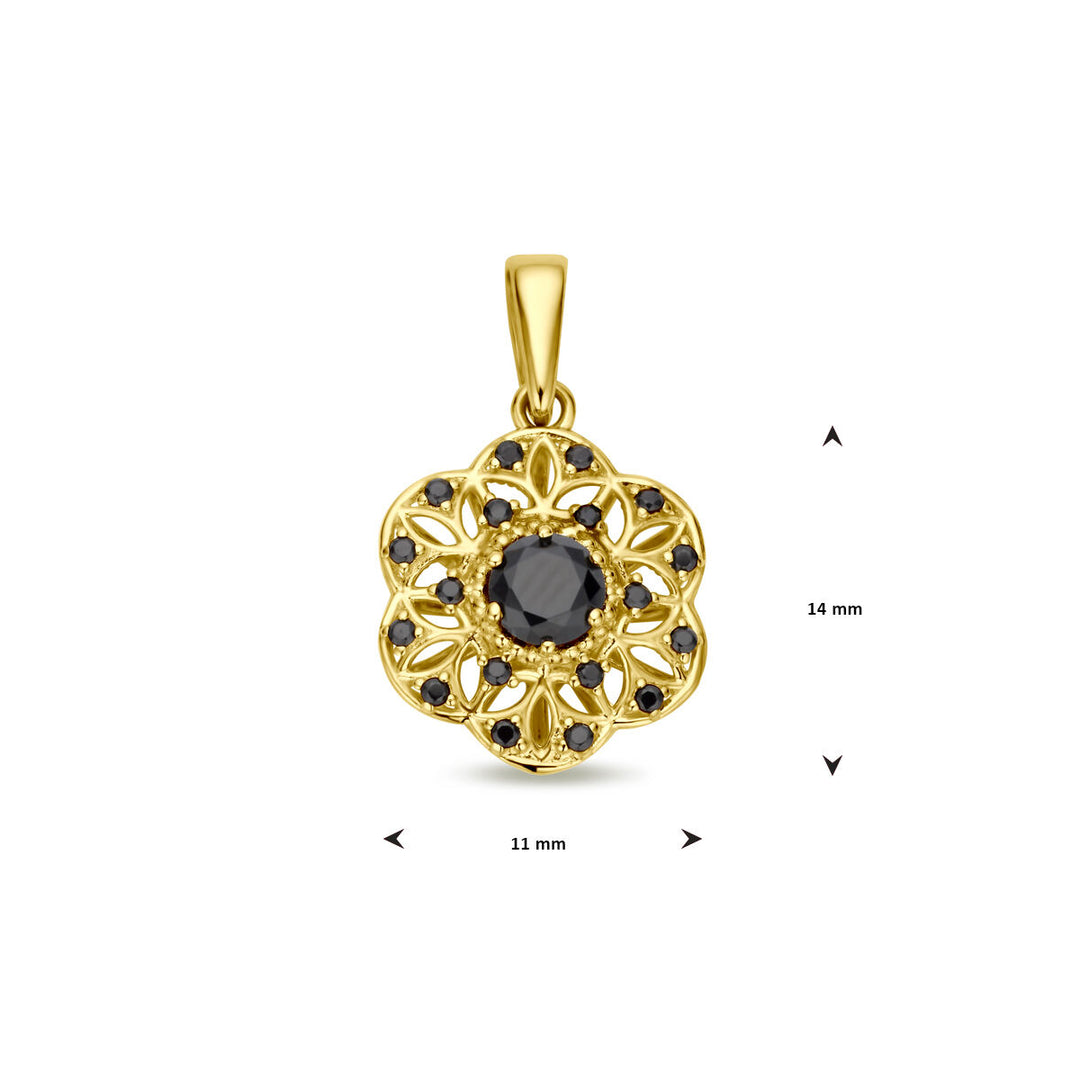 14k Geelgouden Hanger met Zwarte Zirkonia – Een Elegant en Tijdloos Accessoire