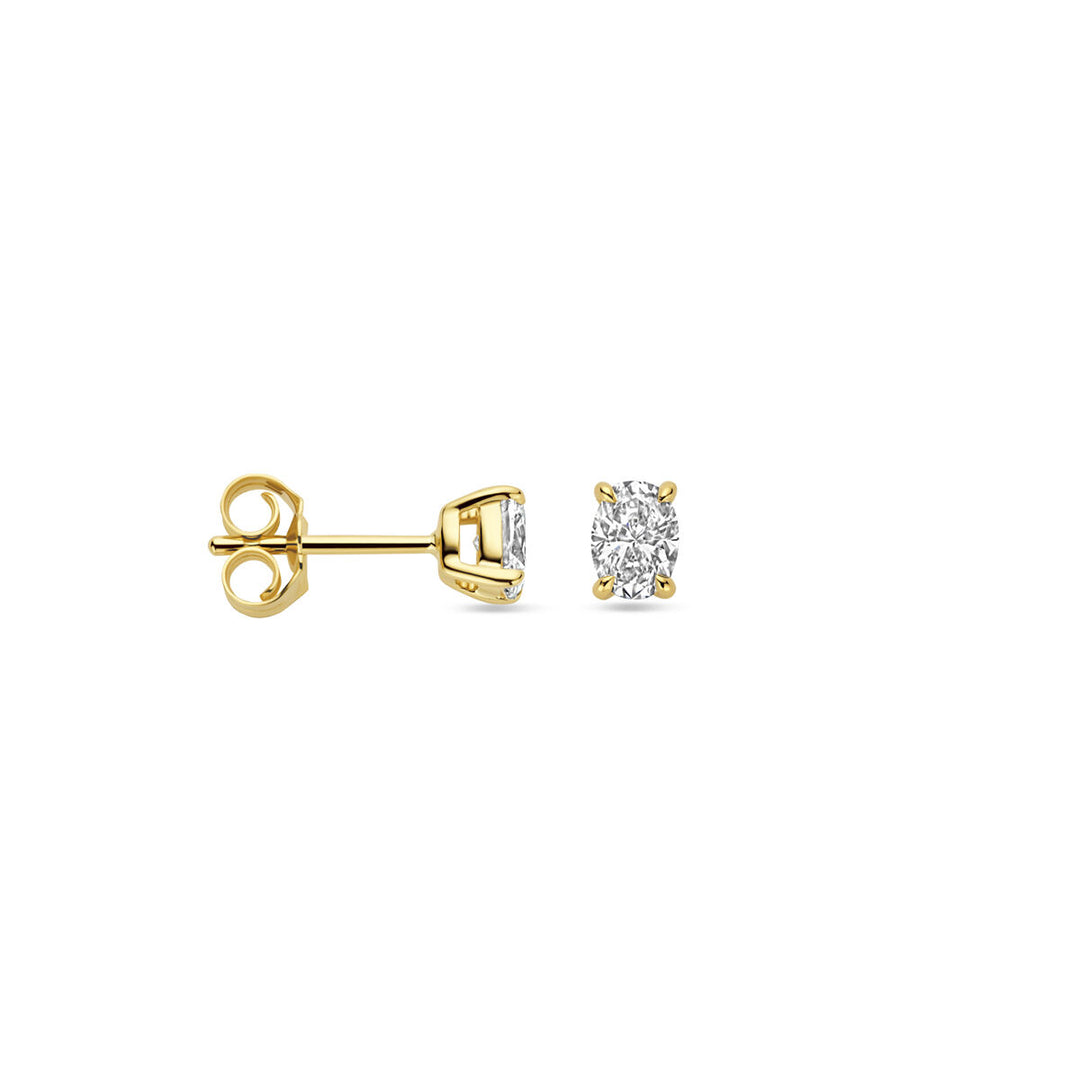 Stijlvolle 14k Geelgouden Oorknoppen met Lab Grown Diamant - 5x3.5mm
