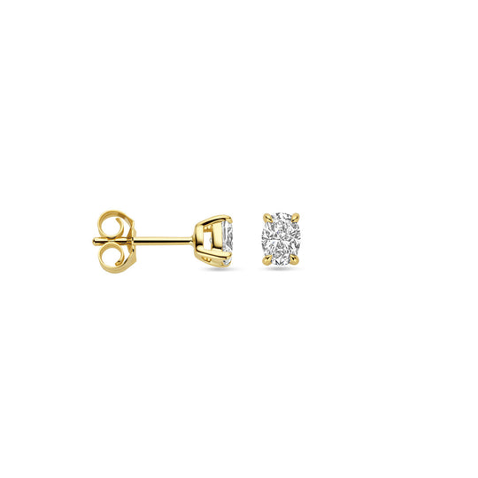 Stijlvolle 14k Geelgouden Oorknoppen met Lab Grown Diamant - 5x3.5mm