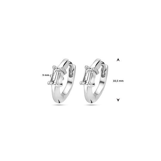 Gerhodineerde 925 Zilveren Klapoorringen met Zirkonia – Stralende Elegantie en Tijdloze Stijl