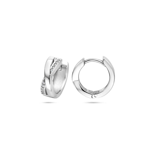 Gerhodineerde 925 Zilveren Klapoorringen met Zirkonia – Tijdloze Elegantie met Stralende Glans