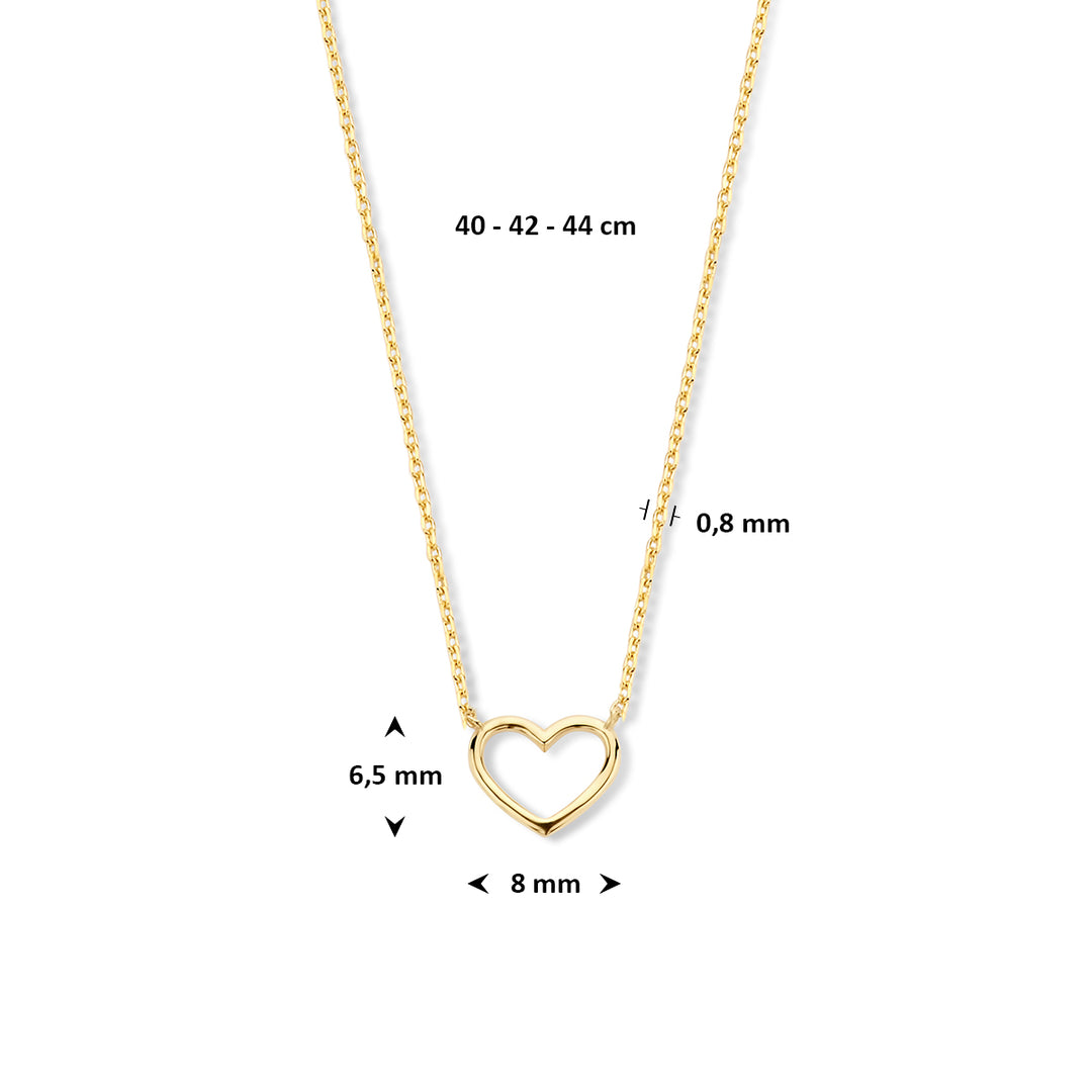 14k Geelkleurig Collier met Hartje – Verstelbare Lengte (40-44cm)