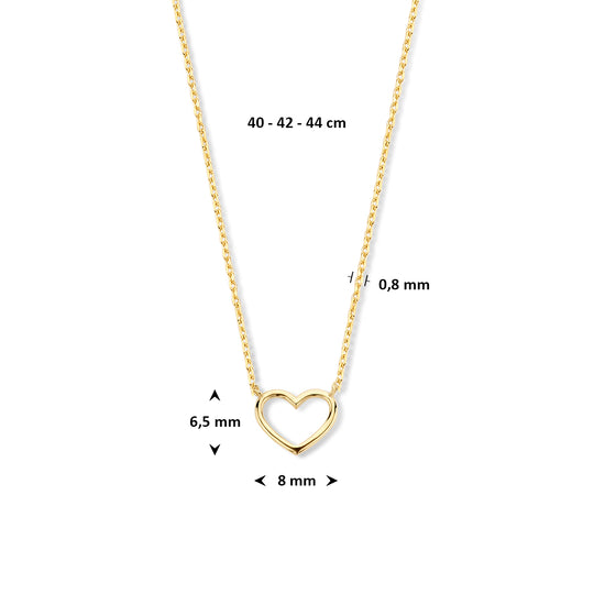 14k Geelkleurig Collier met Hartje – Verstelbare Lengte (40-44cm)