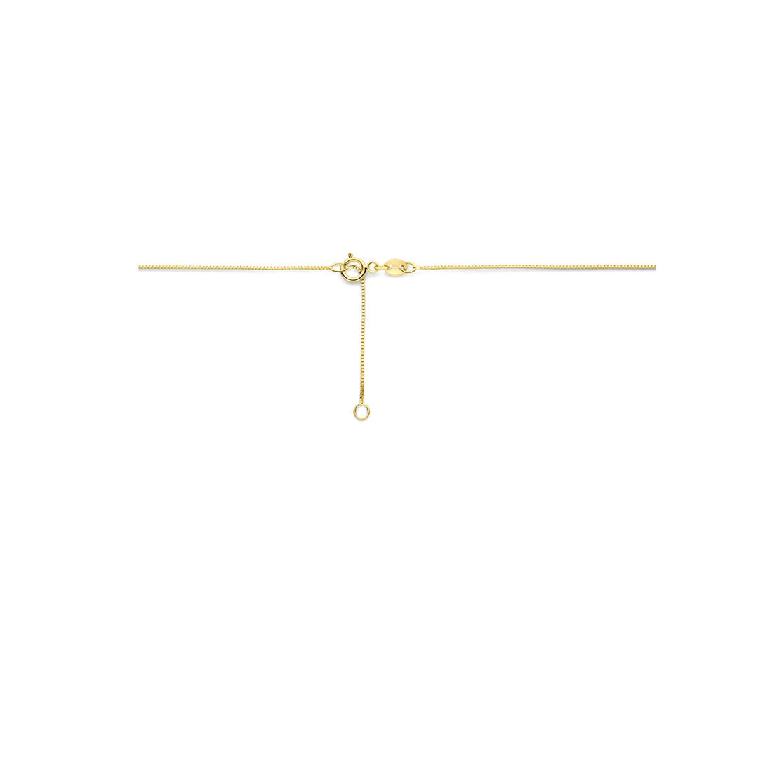 Elegant 14k Geelgouden Collier met Zirkonia en Zoetwaterparel