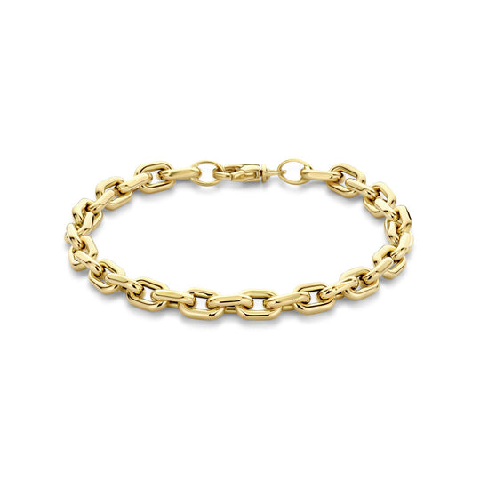 14k Geelgouden Armband met Fantasie Schakels - 19cm Draaglengte en 6mm Schakelbreedte