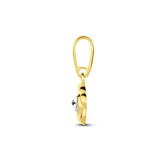 14k Bicolor Geel- en Witgouden Hanger in Bloemvorm – Elegant en Tijdloos Design