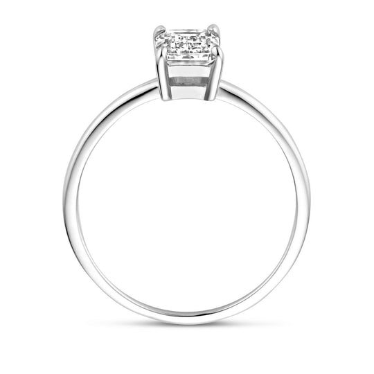 Elegante Gerhodineerde 925 Zilveren Ring met Zirkonia – 7.5 mm Breed