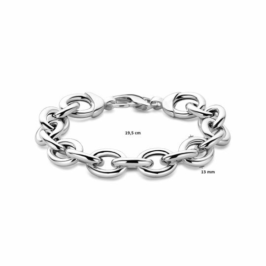 Gerhodineerd 925 Zilveren Armband - 13mm Schakelbreedte en 19.5cm Draaglengte | Tijdloze Luxe en Kwaliteit