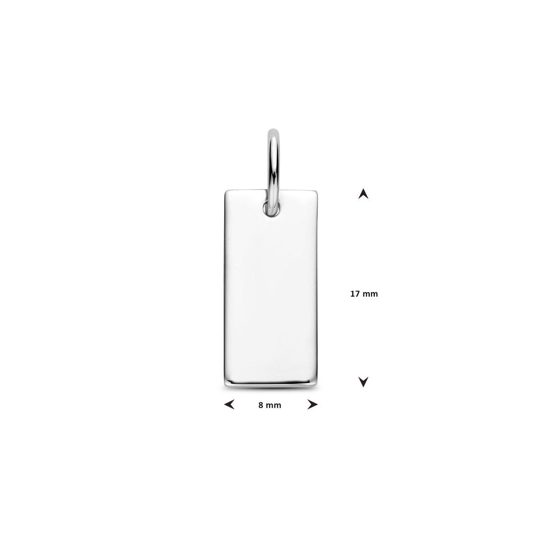 Gerhodineerde 925 Zilveren Hanger – Elegante Rechthoekige Vorm