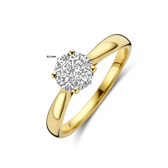 Elegante 14K Geelgouden Ring met Lab Grown Diamant – 6.5 mm Breed, 1.00 ct Diamantgewicht