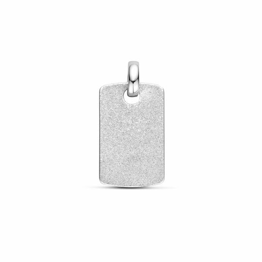 Gerhodineerde 925 Zilveren Graveerhanger – Elegante Rechthoekige Vorm