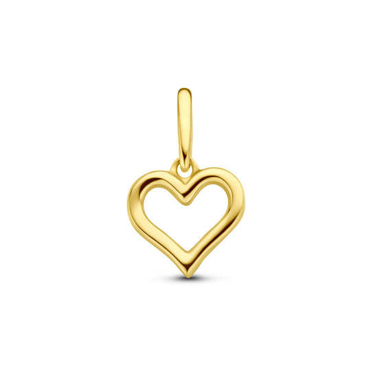 14k Geelgouden Hanger in Hartvorm – Een Tijdloos Symbool van Liefde