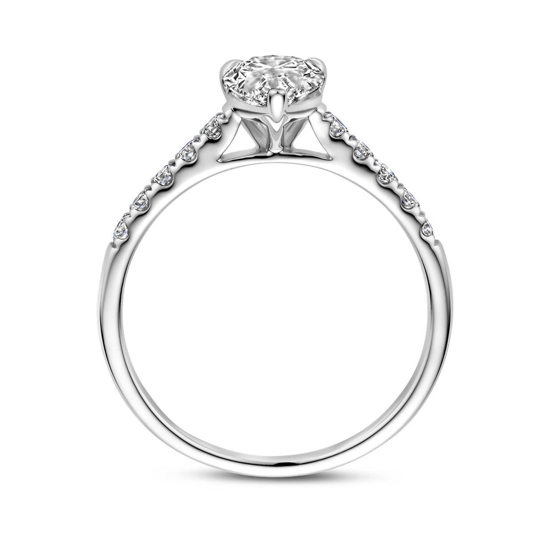 Exclusieve 14K Witgouden Ring met Lab Grown Diamant – 9 mm Breed, 1.22 ct Diamantgewicht