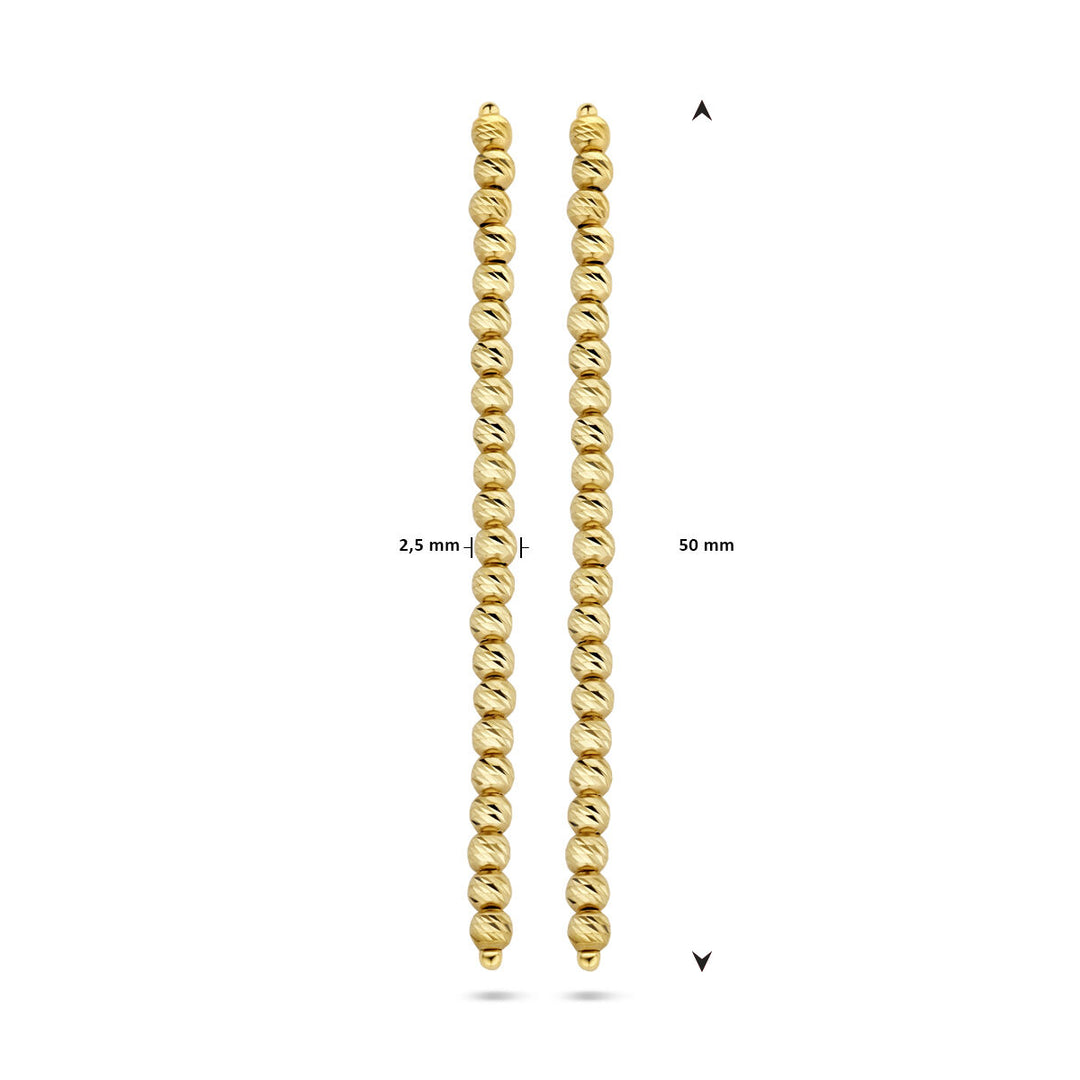 Verfijnde 14k Geelgouden Oorhangers met Bolletjes - 50mm Hoog