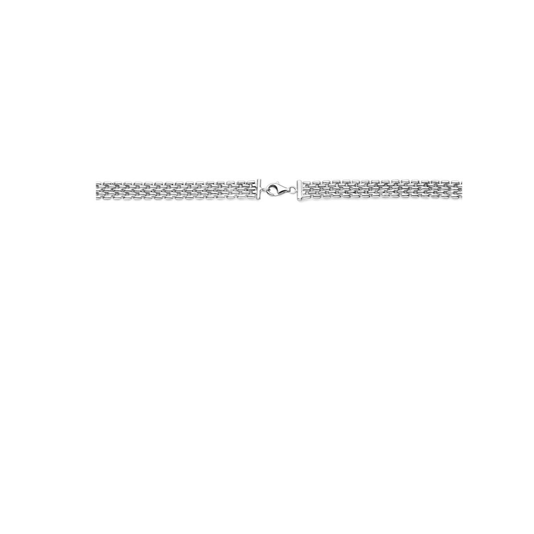 Gerhodineerd 925 Zilveren Collier met Panter Schakel - 43cm Draaglengte, 8mm Schakelbreedte