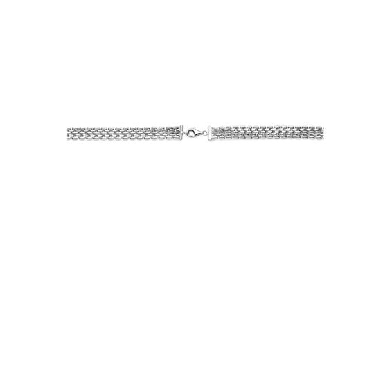 Gerhodineerd 925 Zilveren Collier met Panter Schakel - 43cm Draaglengte, 8mm Schakelbreedte