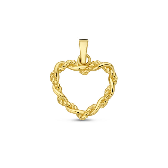 14k Geelgouden Hanger in Hartvorm – Een Elegant Symbool van Liefde en Verbondenheid