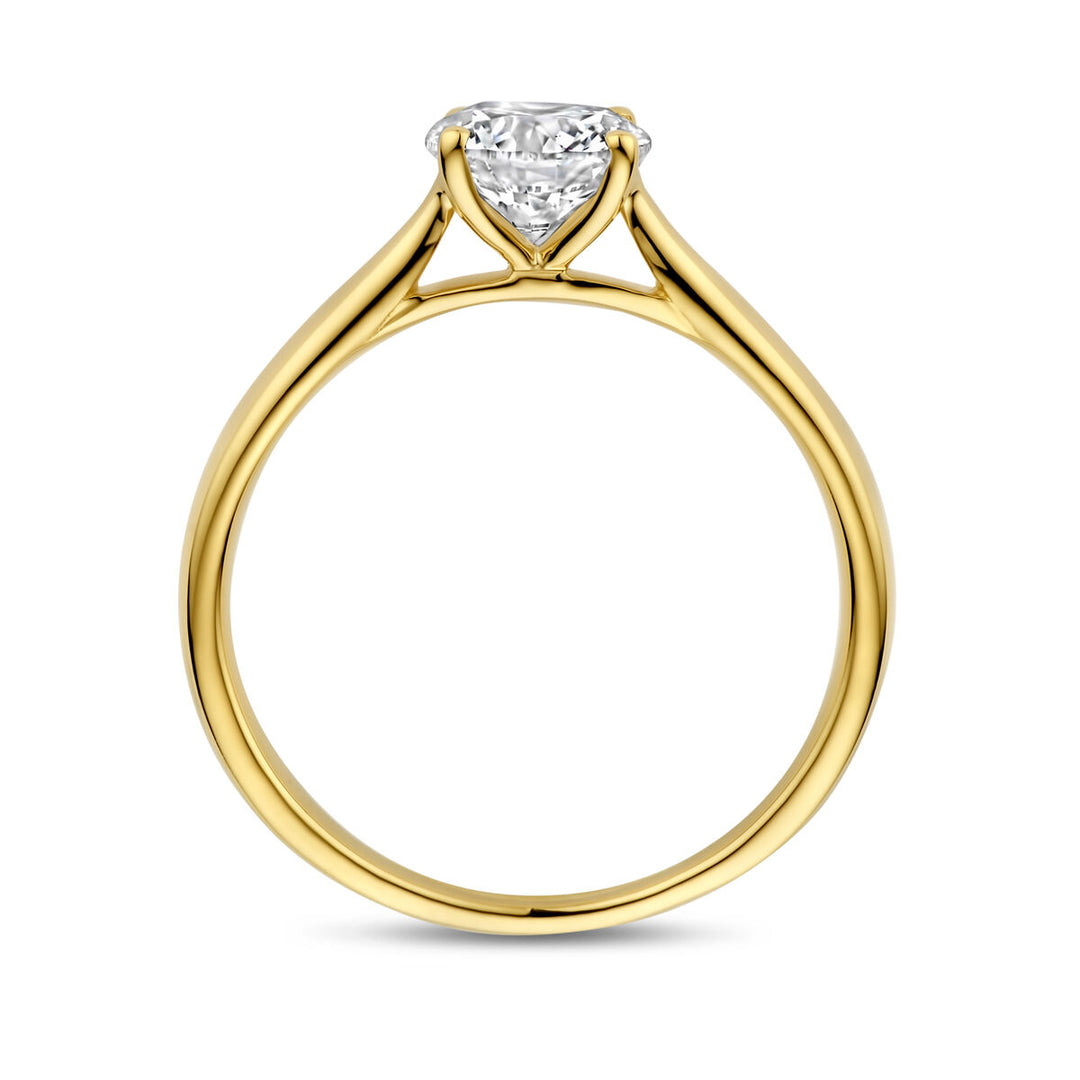 Elegante 14K Geelgouden Ring met Lab Grown Diamant – 6.5 mm Breed, 1.00 ct Diamantgewicht