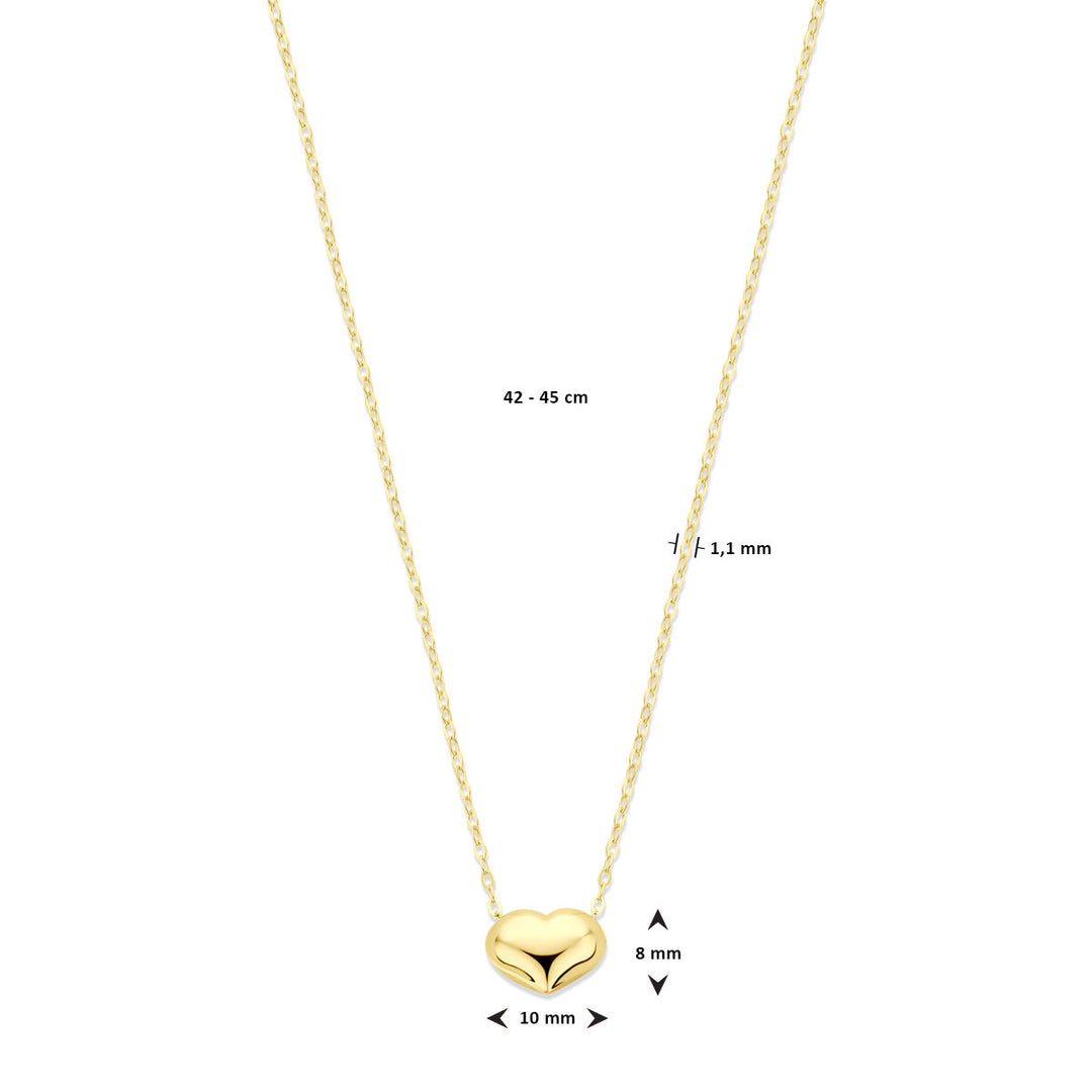 Tijdloos 14k Geelgouden Collier met Hartje - Verstelbare Draaglengte 42-45 cm