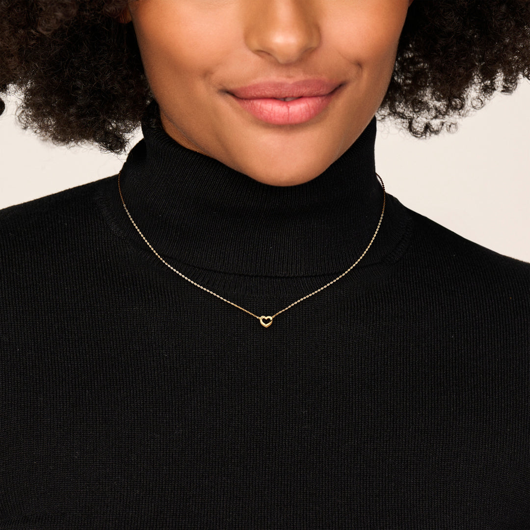 14k Geelkleurig Collier met Hartje – Verstelbare Lengte (41-45cm)